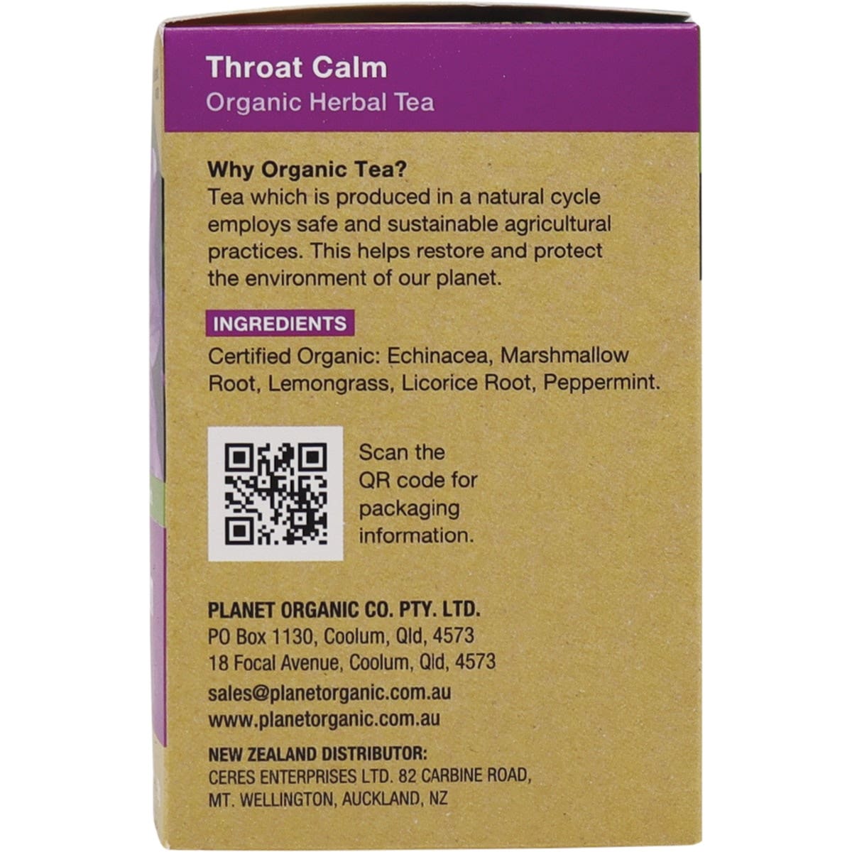 Planet Organic Organic Throat Calm Herbal Tea x 25 Tea Bags - Cutprice Online