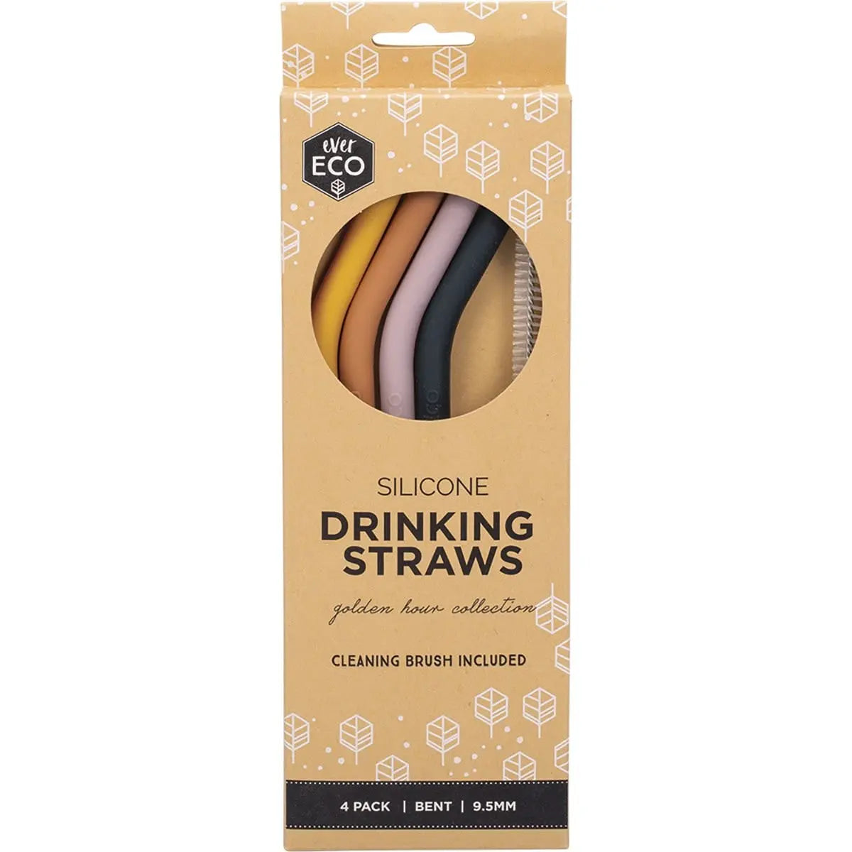 EVER ECO Silicone Straws Bent Golden Hour Collection 4pk EVER ECO