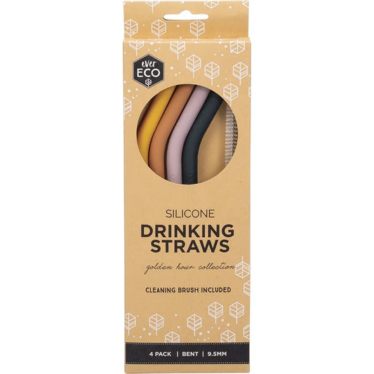 EVER ECO Silicone Straws Bent Golden Hour Collection 4pk EVER ECO