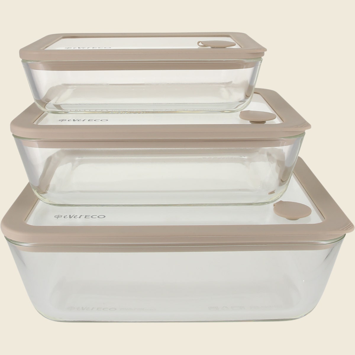 Ever Eco Glass Food Containers Oatmeal 3pk