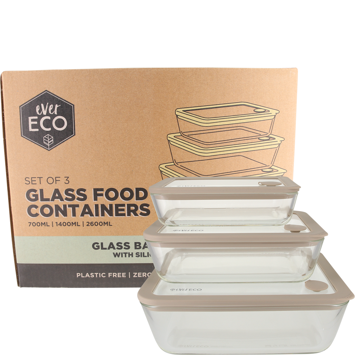 Ever Eco Glass Food Containers Oatmeal 3 Pack
