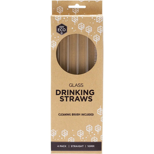 EVER ECO Glass Straws Straight 4pk EVER ECO