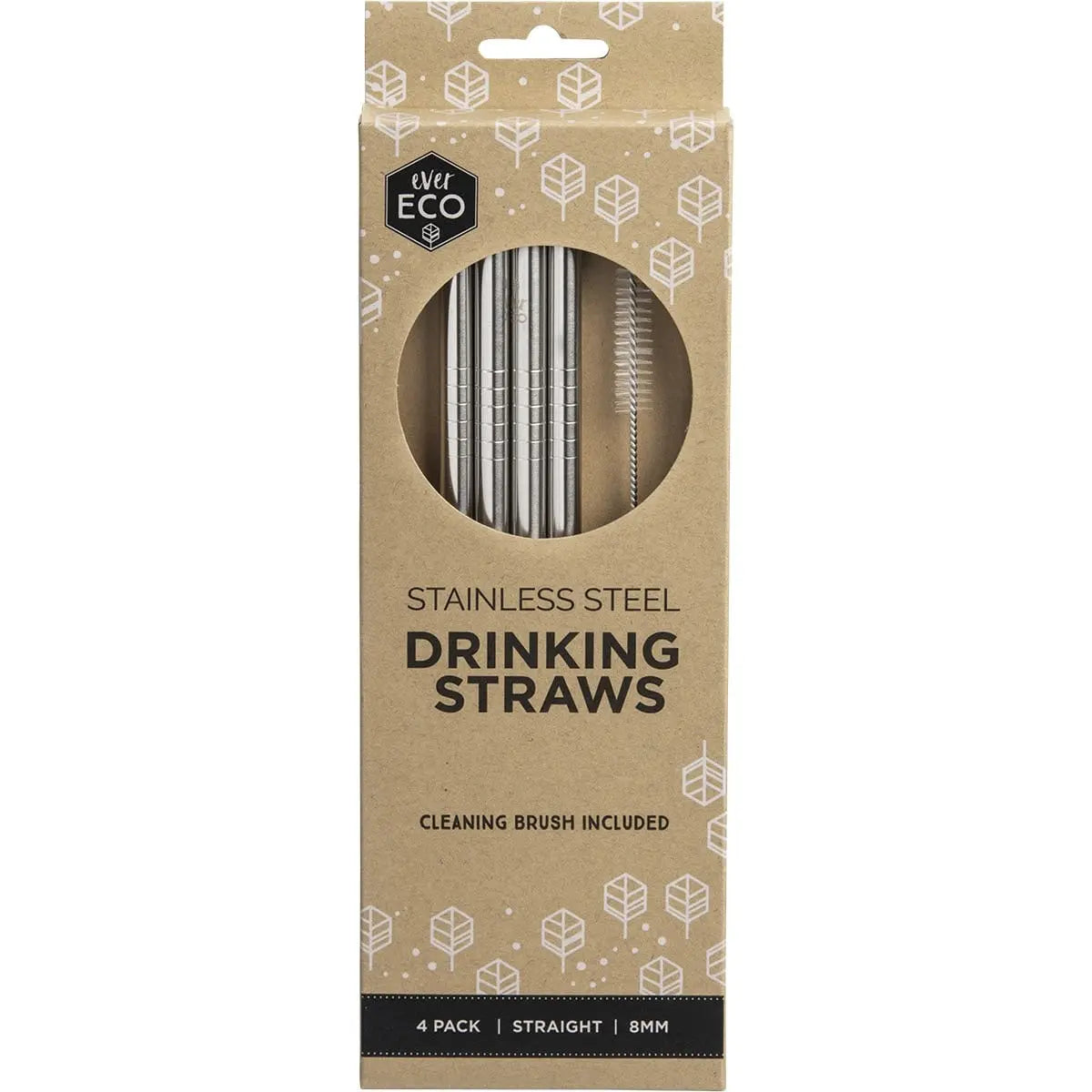 EVER ECO Stainless Steel Straws Straight 4pk EVER ECO