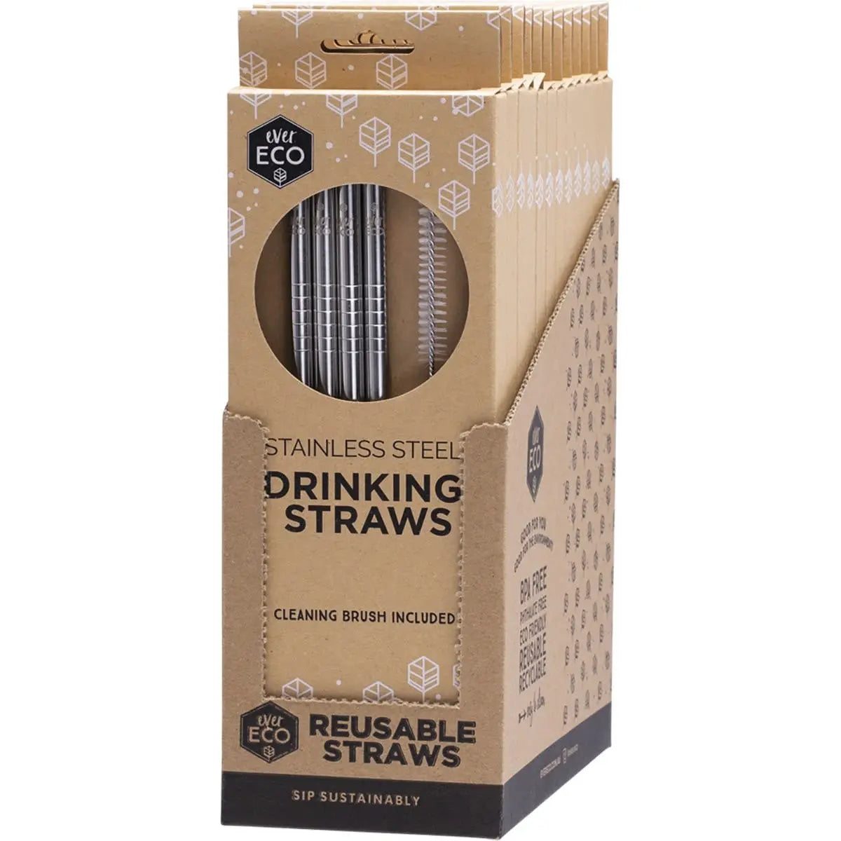 EVER ECO Stainless Steel Straws Straight 4pk EVER ECO
