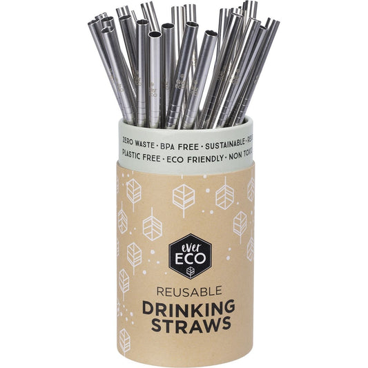 EVER ECO Stainless Steel Straws Straight x25 - Cutprice Online