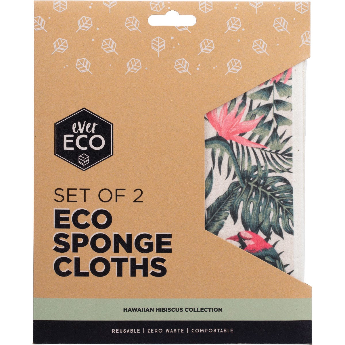 EVER ECO Eco Sponge Cloths Hawaiian Hibiscus Collection 2pk - Cutprice Online