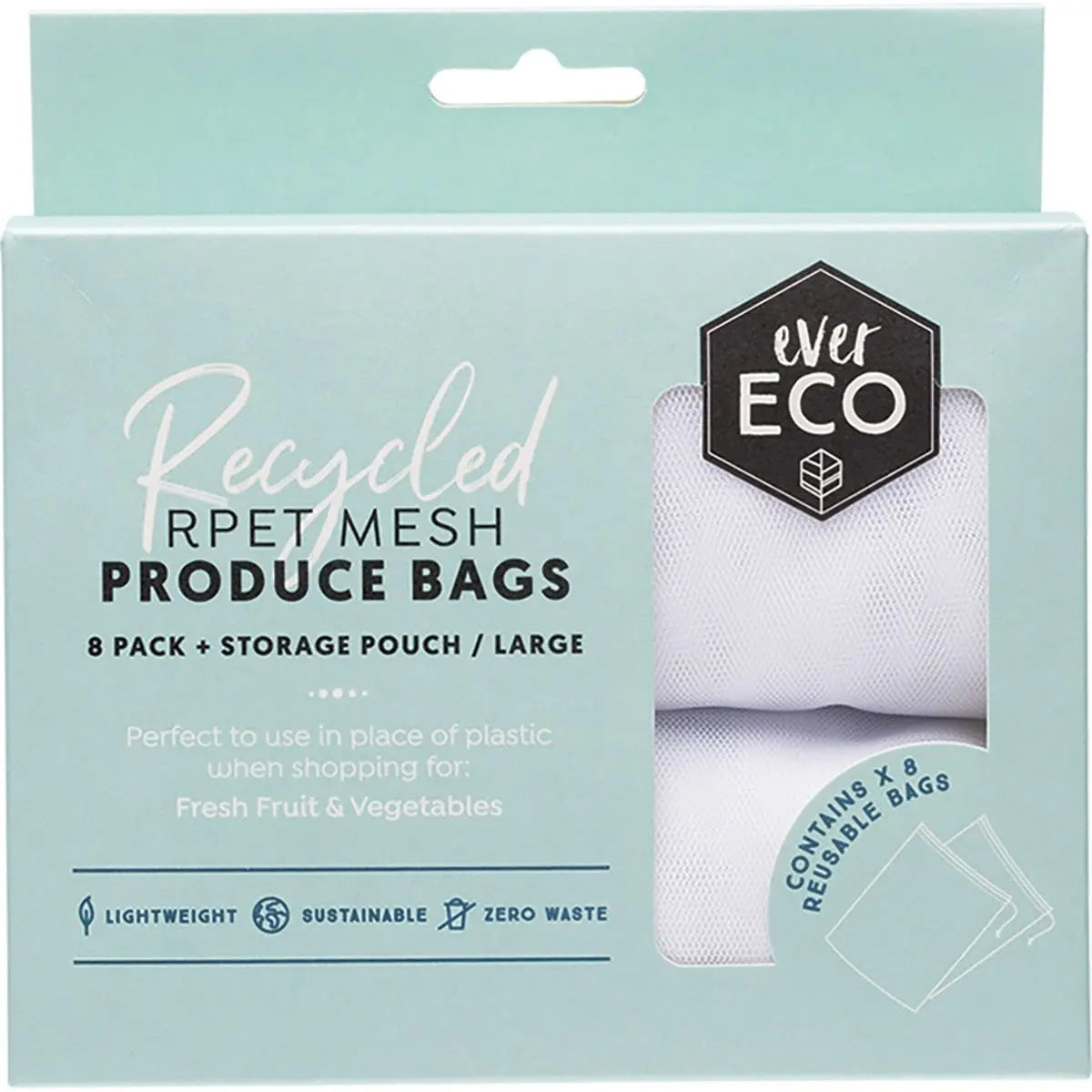 EVER ECO Reusable Produce Bags Recycled Polyester Mesh 8pk EVER ECO