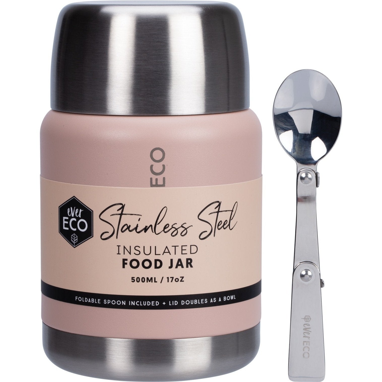 EVER ECO Insulated Stainless Steel Food Jar Rose 500ml - Cutprice Online