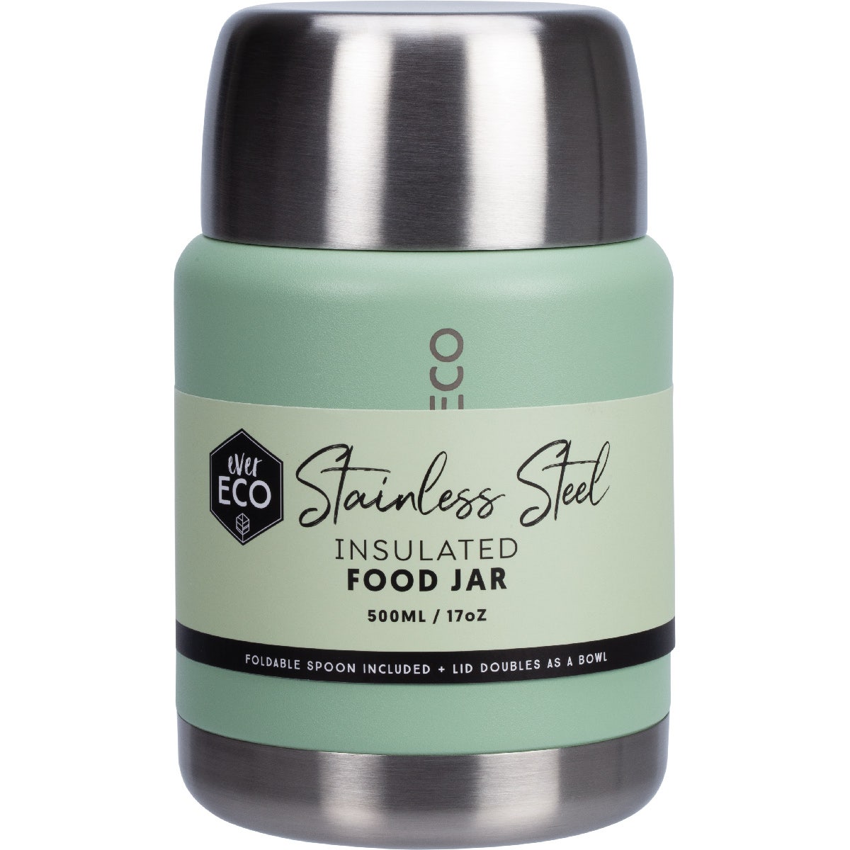 EVER ECO Insulated Stainless Steel Food Jar Sage 500ml - Cutprice Online