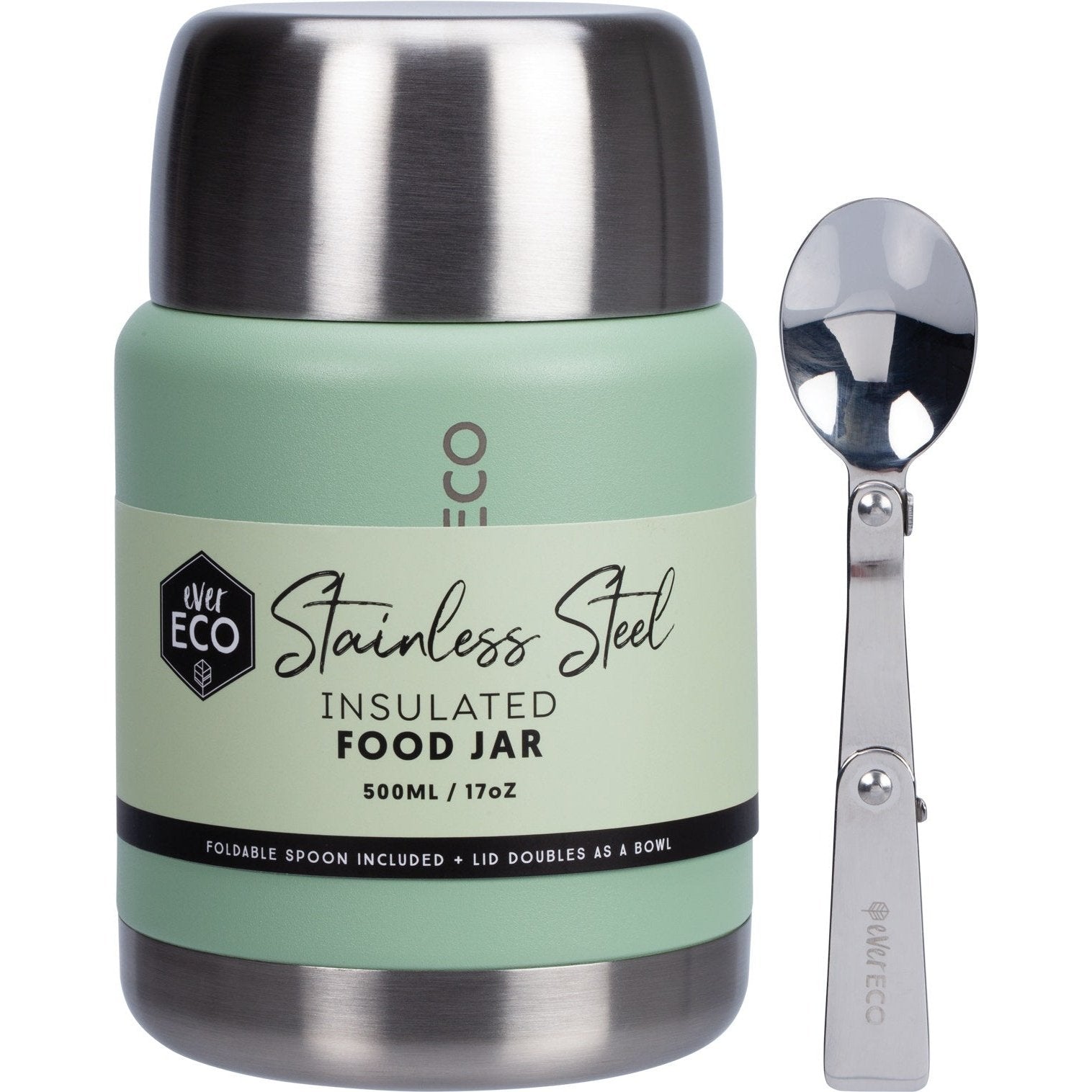 EVER ECO Insulated Stainless Steel Food Jar Sage 500ml - Cutprice Online