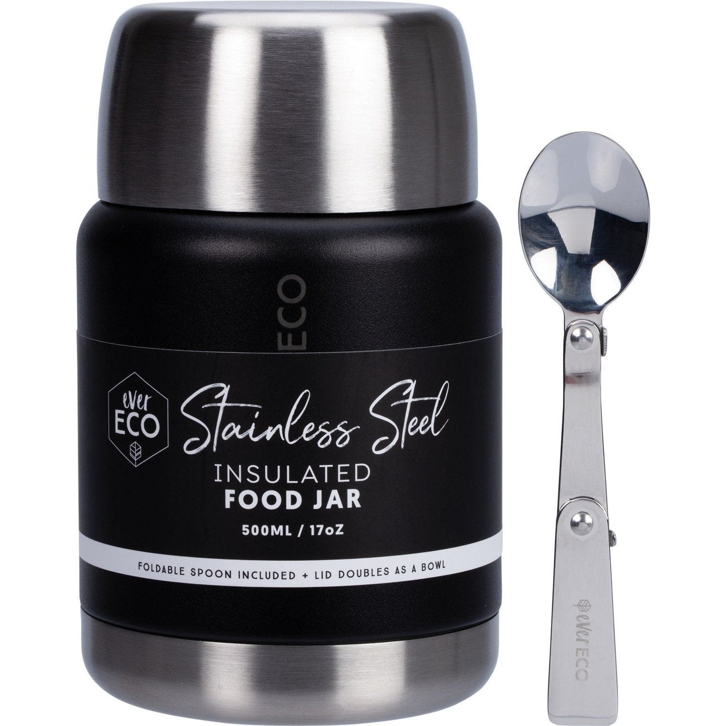 EVER ECO Insulated Stainless Steel Food Jar Onyx 500ml - Cutprice Online