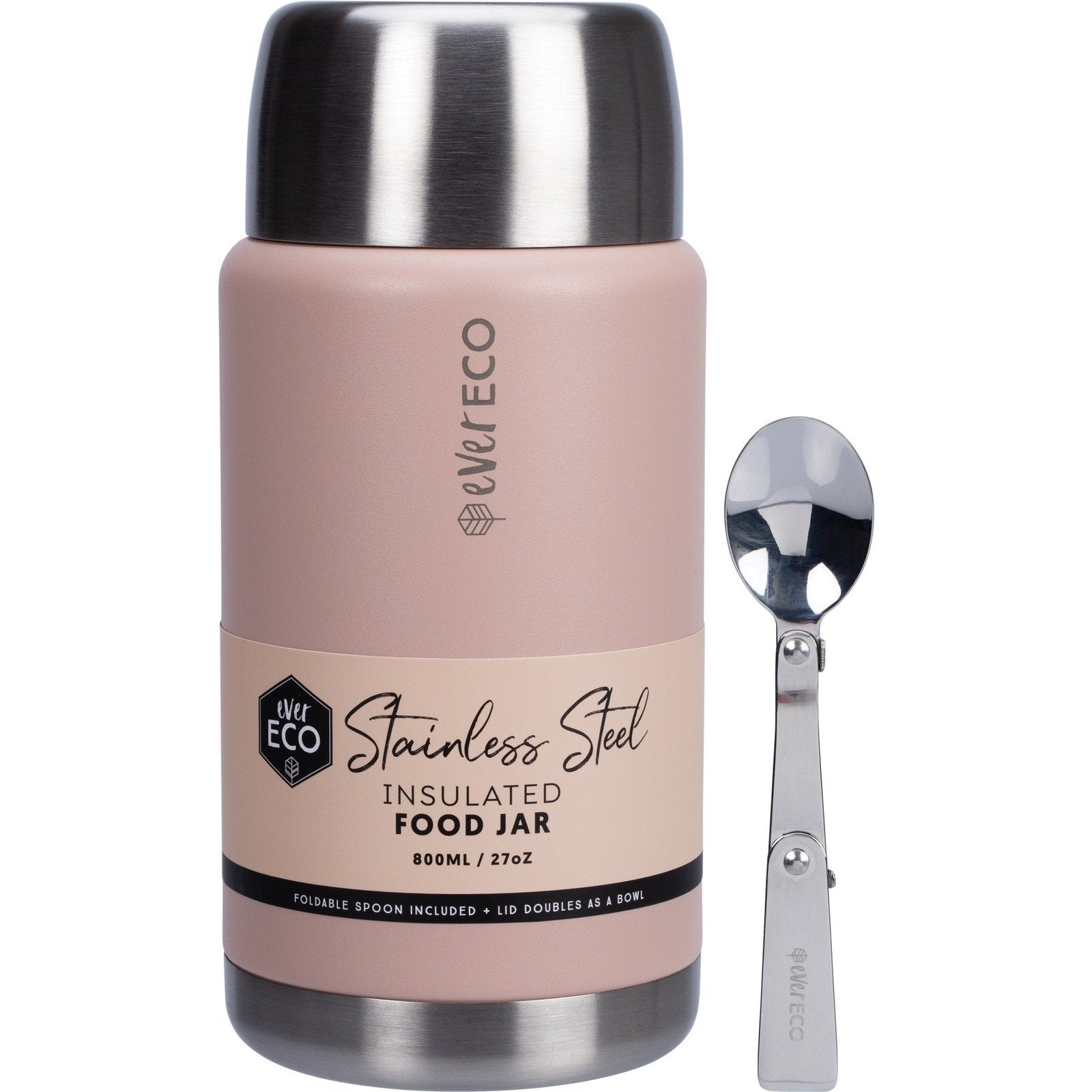 EVER ECO Insulated Stainless Steel Food Jar Rose 800ml - Cutprice Online