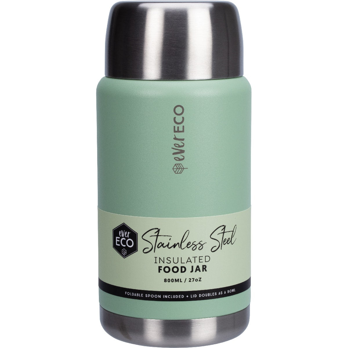 EVER ECO Insulated Stainless Steel Food Jar Sage 800ml - Cutprice Online