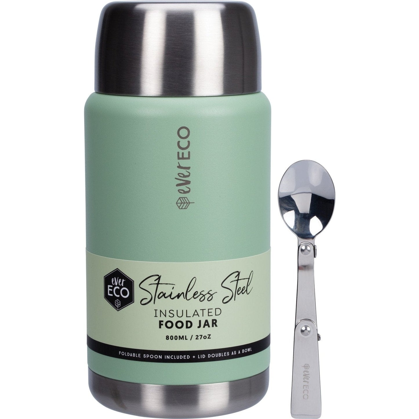 EVER ECO Insulated Stainless Steel Food Jar Sage 800ml - Cutprice Online