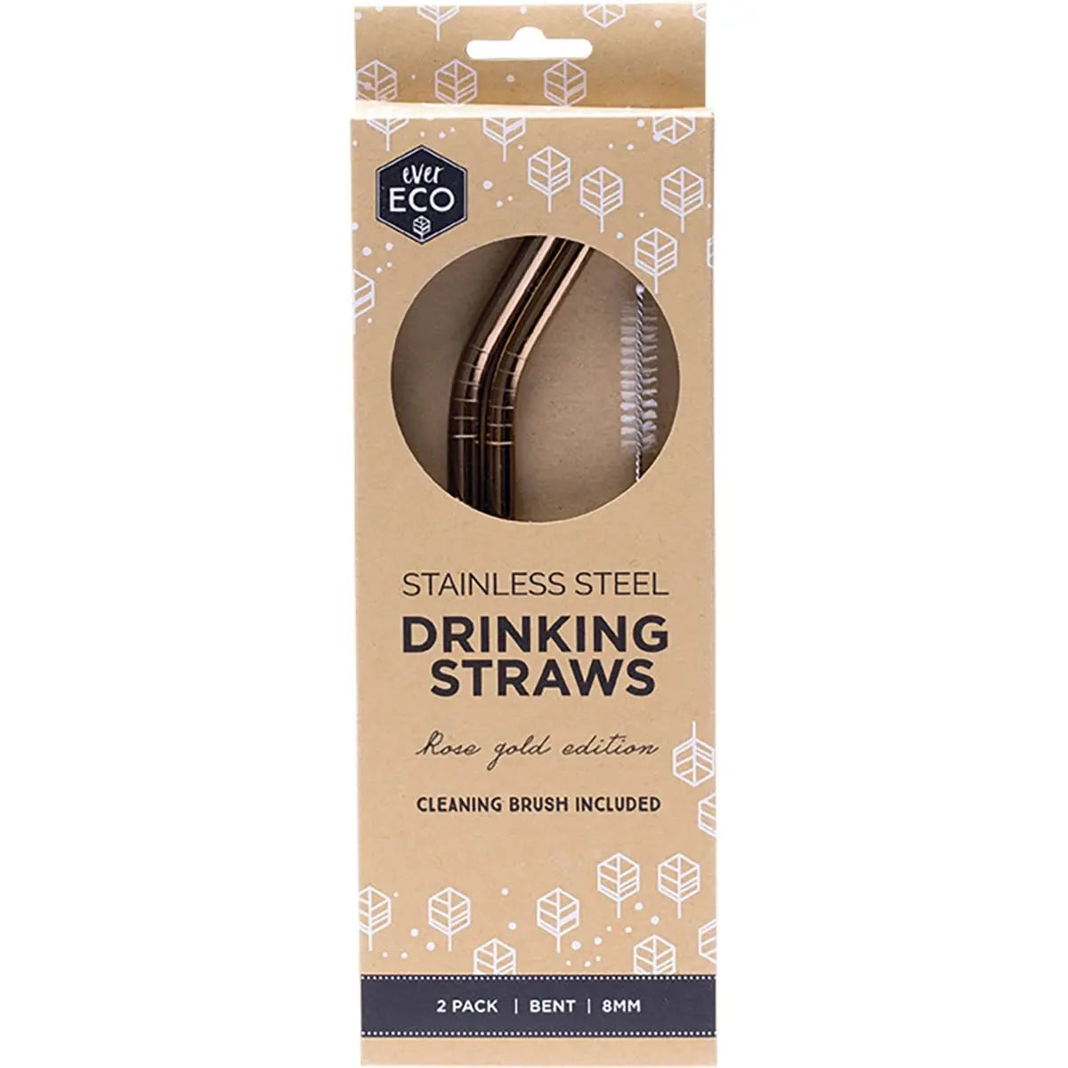 EVER ECO Stainless Steel Straws Bent Rose Gold 2pk EVER ECO