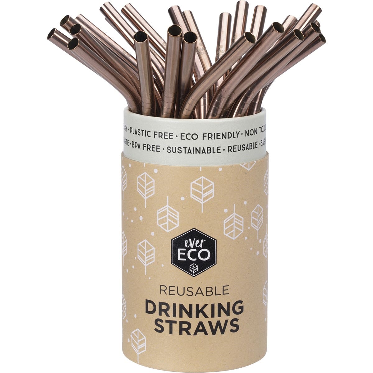 EVER ECO Stainless Steel Straws Bent Rose Gold x25 - Cutprice Online