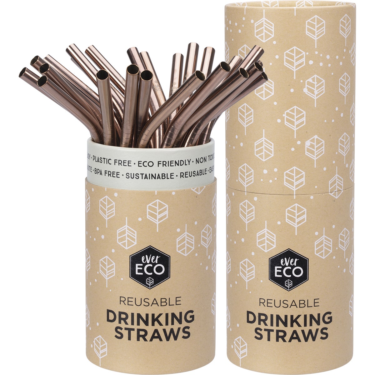 EVER ECO Stainless Steel Straws Bent Rose Gold x25 - Cutprice Online