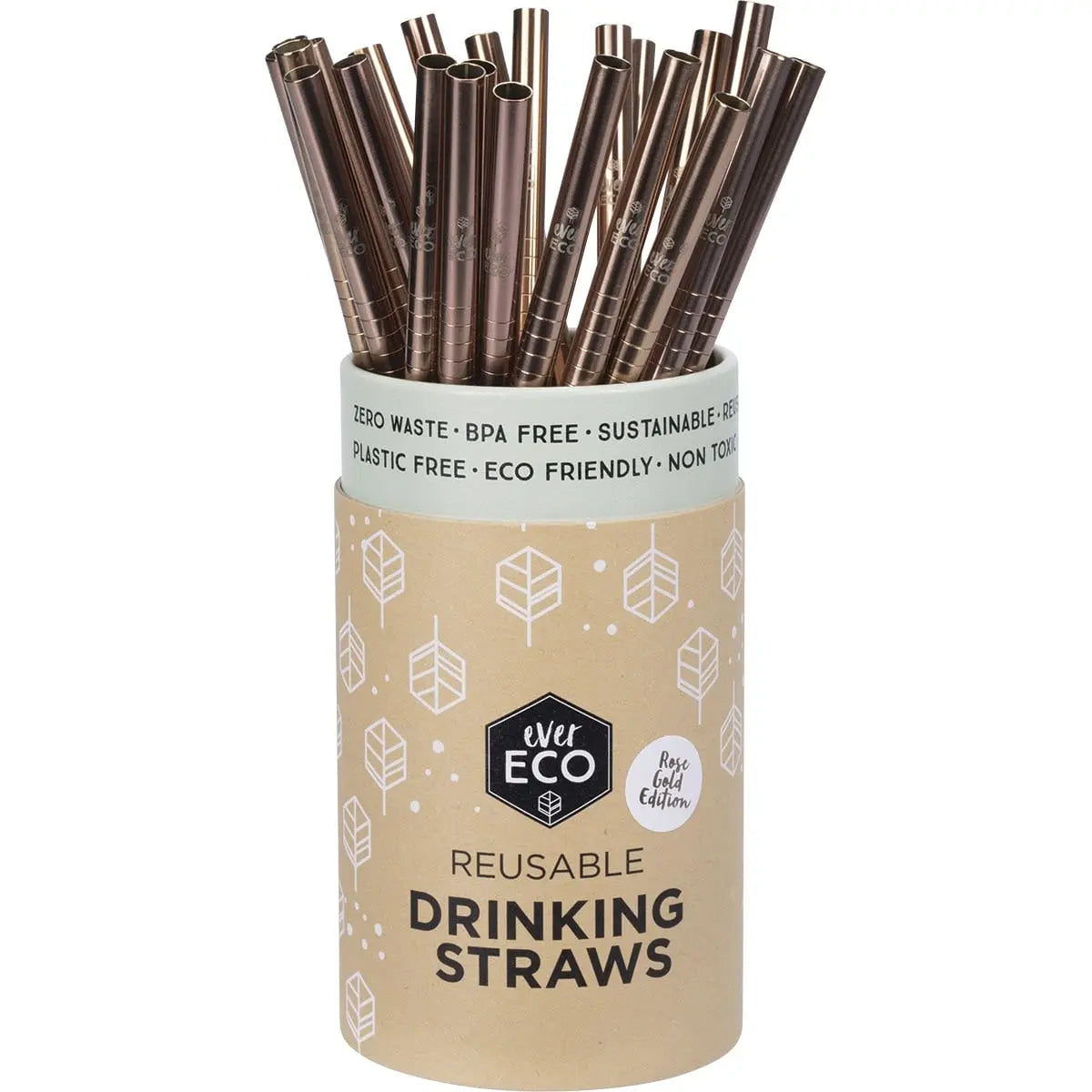 EVER ECO Stainless Steel Straws - Straight Rose Gold 25 EVER ECO
