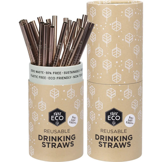 EVER ECO Stainless Steel Straws - Straight Rose Gold 25 EVER ECO