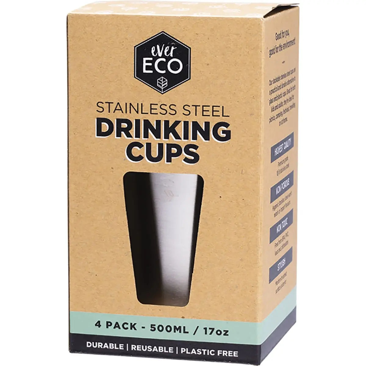 EVER ECO Stainless Steel Drinking Cups 4 Pack 4x500ml EVER ECO