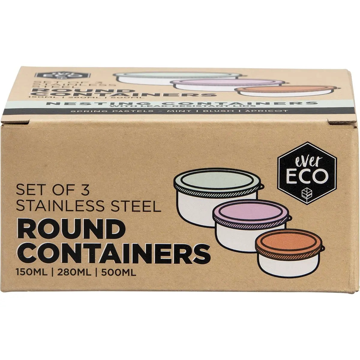 EVER ECO Stainless Steel Round Containers Spring Pastels - Leak Resistant 3 EVER ECO