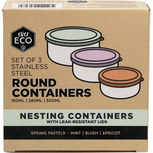EVER ECO Stainless Steel Round Containers Spring Pastels - Leak Resistant 3 EVER ECO