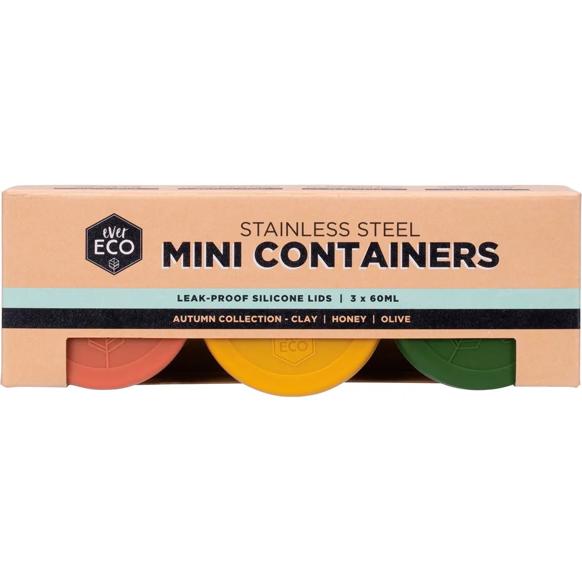 Ever Eco Stainless Steel Mini Containers Autumn Leak Resistant 3pk - Cutprice Online
