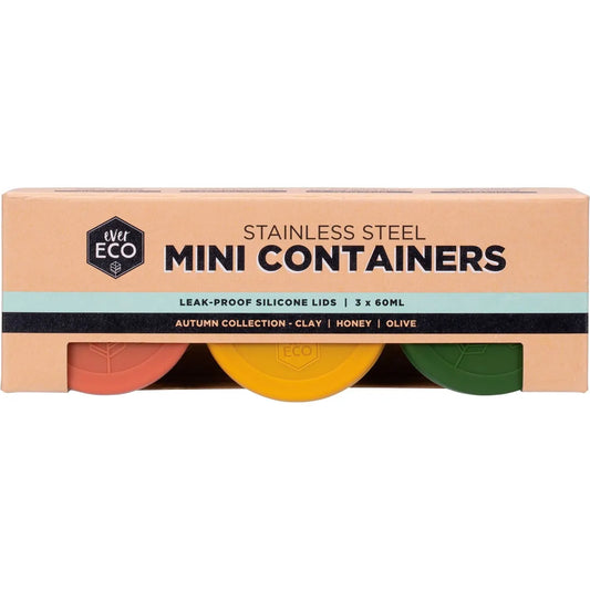 Ever Eco Stainless Steel Mini Containers Autumn Leak Resistant 3pk - Cutprice Online