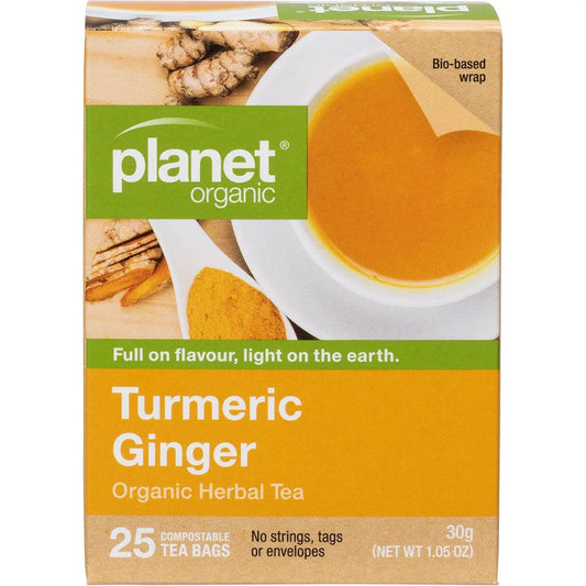 PLANET ORGANIC Herbal Tea Bags Turmeric Ginger 25 PLANET ORGANIC