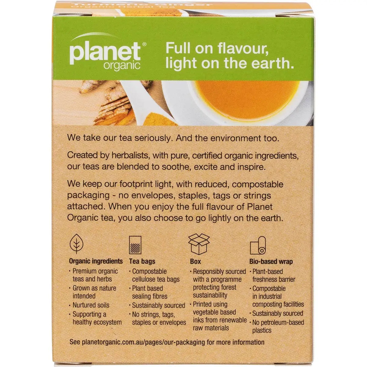 PLANET ORGANIC Herbal Tea Bags Turmeric Ginger 25 PLANET ORGANIC
