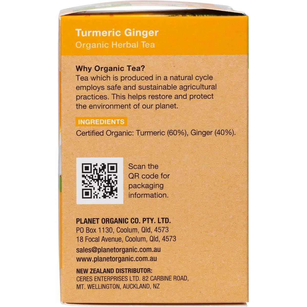 PLANET ORGANIC Herbal Tea Bags Turmeric Ginger 25 PLANET ORGANIC