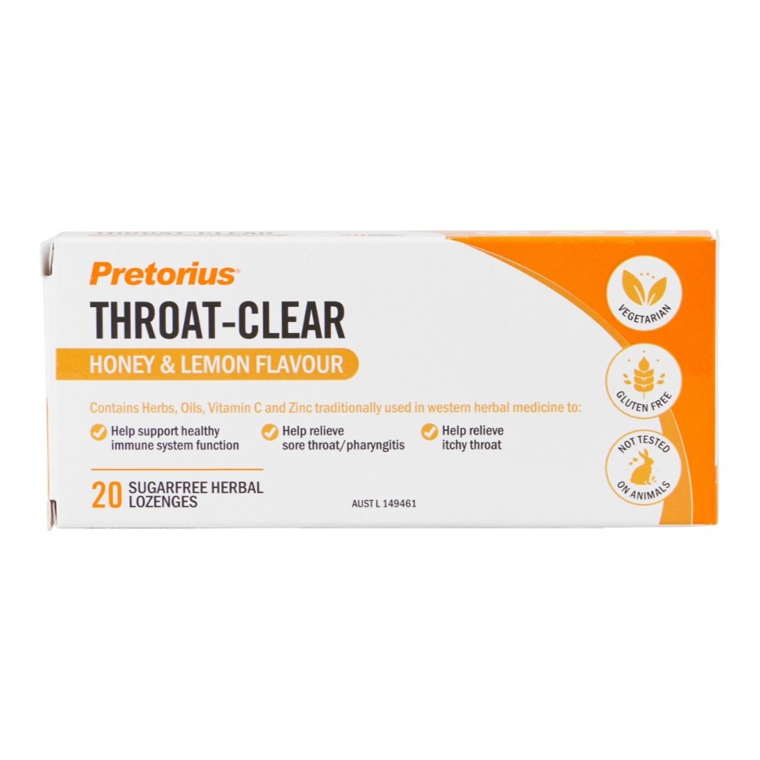 Pretorius Throat Clear Honey & Lemon 20s - Cutprice Online