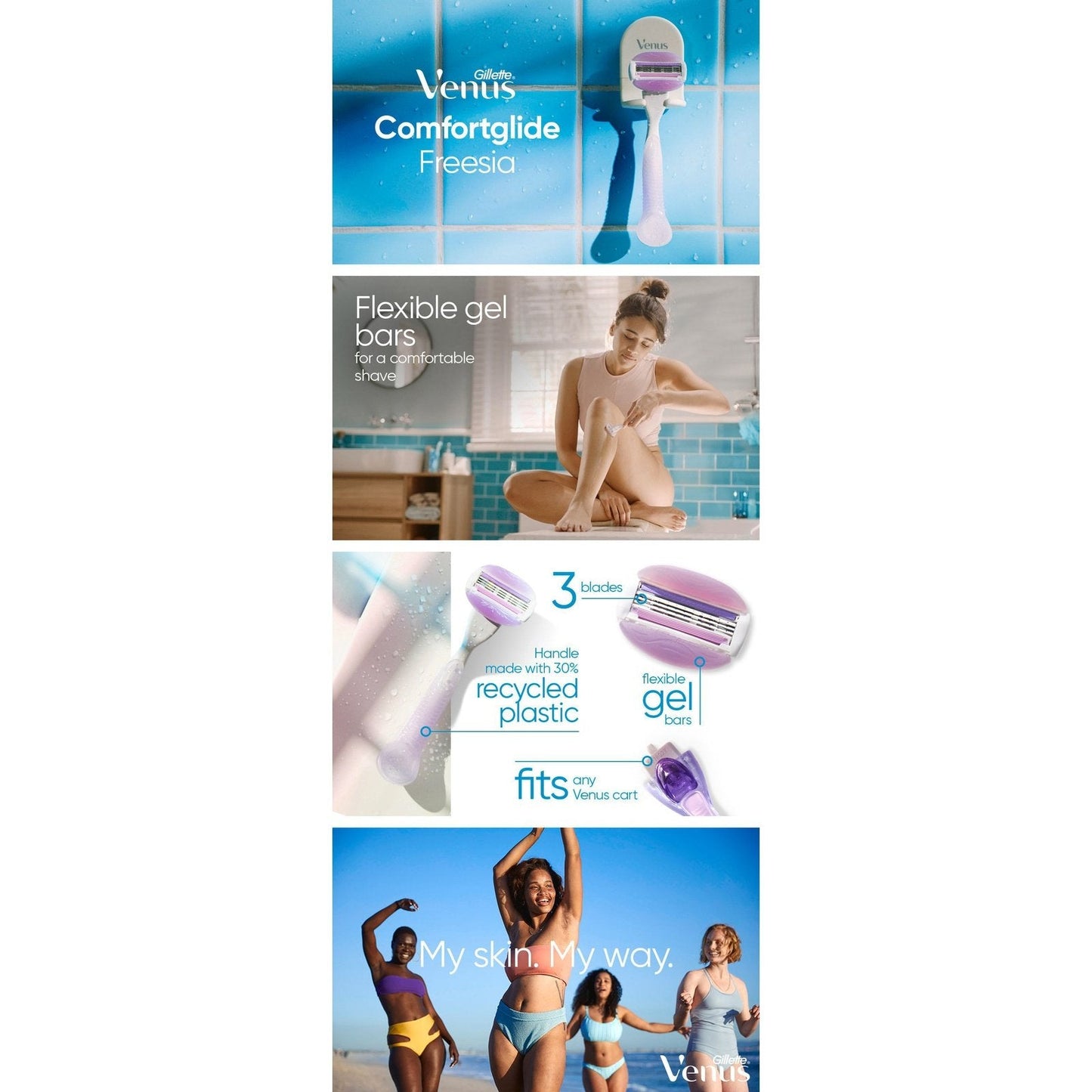 Gillette Venus Comfortglide Freesia Razor Women's Razor Handle + 1 Blade Refill - Cutprice Online