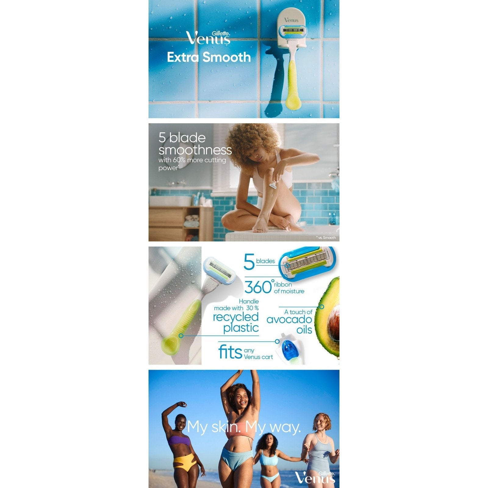 Gillette Venus Extra Smooth Razor Handle + 2 Blade Refills - Cutprice Online