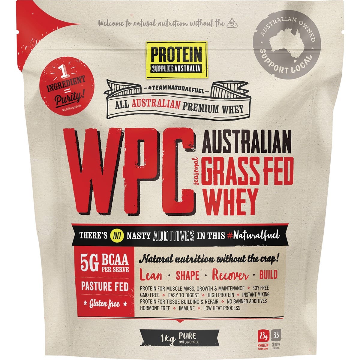 Protein Supplies Australia Protein WPC (Australian Grass Fed Whey) Pure 1kg - Cutprice Online
