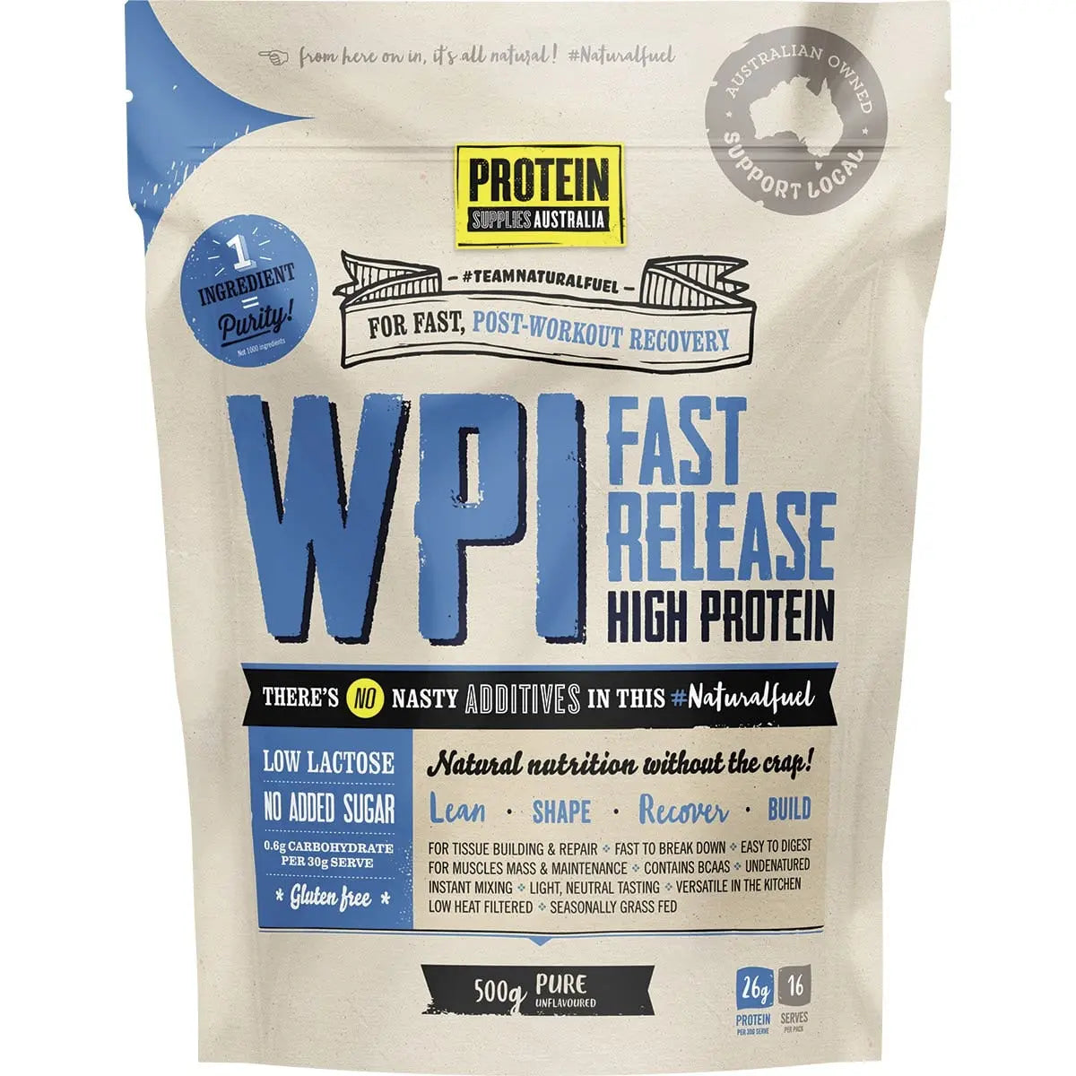 PROTEIN SUPPLIES AUSTRALIA WPI (Whey Protein Isolate) Pure 500g PROTEIN SUPPLIES AUSTRALIA