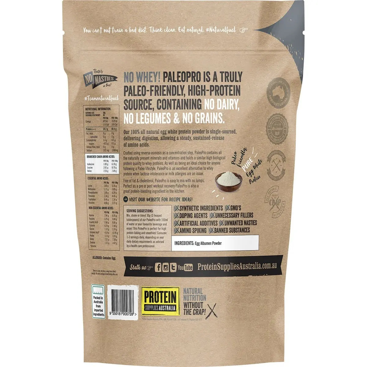 PROTEIN SUPPLIES AUSTRALIA PaleoPro (Egg White Protein) Pure 900g PROTEIN SUPPLIES AUSTRALIA