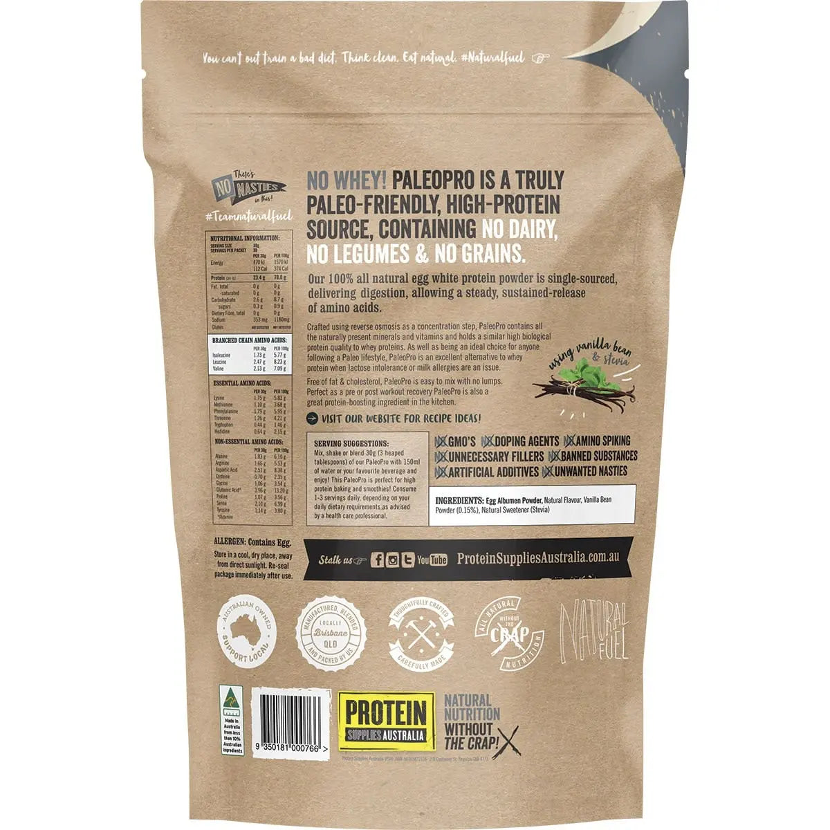 PROTEIN SUPPLIES AUSTRALIA PaleoPro (Egg White Protein) Vanilla Bean 900g PROTEIN SUPPLIES AUSTRALIA
