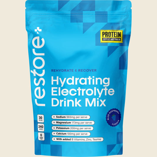 Protein Supplies Australia Restore Electrolyte Drink Mix Blue Raspberry 240g
