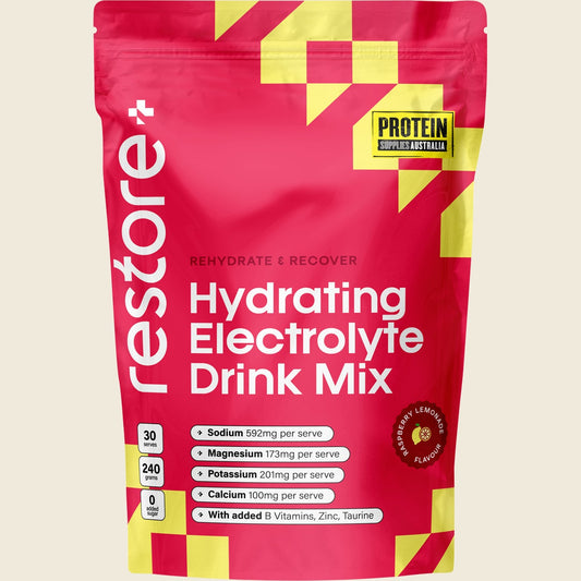 Protein Supplies Australia Restore Electrolyte Drink Mix Raspberry Lemonade 240g
