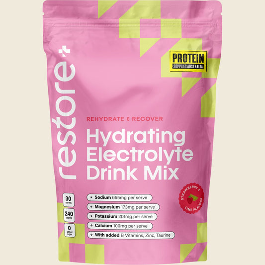 Protein Supplies Australia Restore Electrolyte Drink Mix Strawberry & Lime 240g