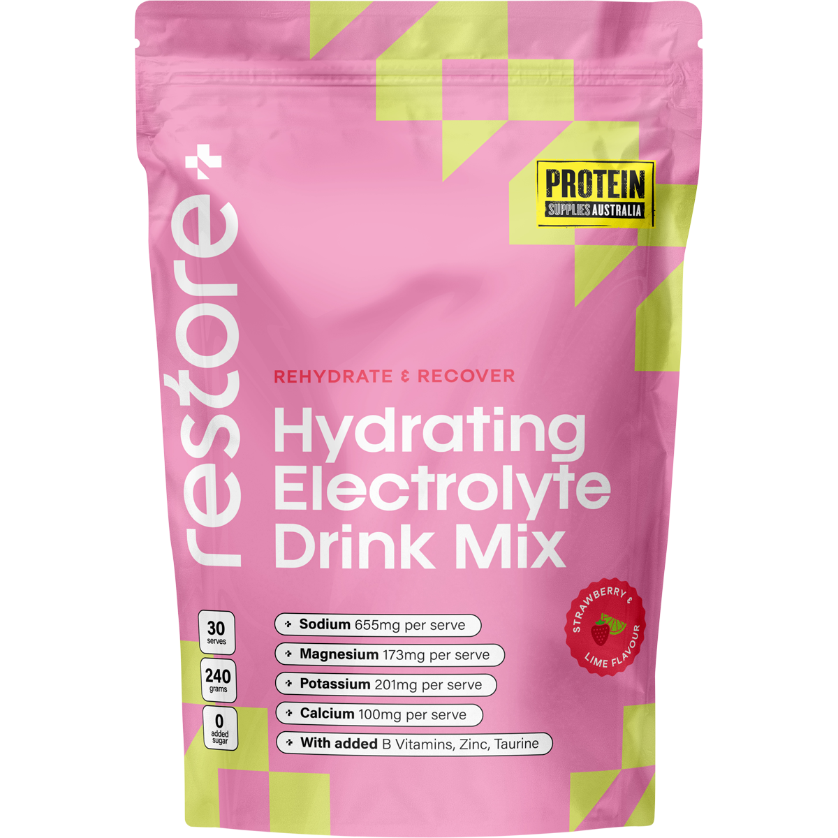 Protein Supplies Australia Restore Electrolyte Drink Mix Strawberry & Lime 240g