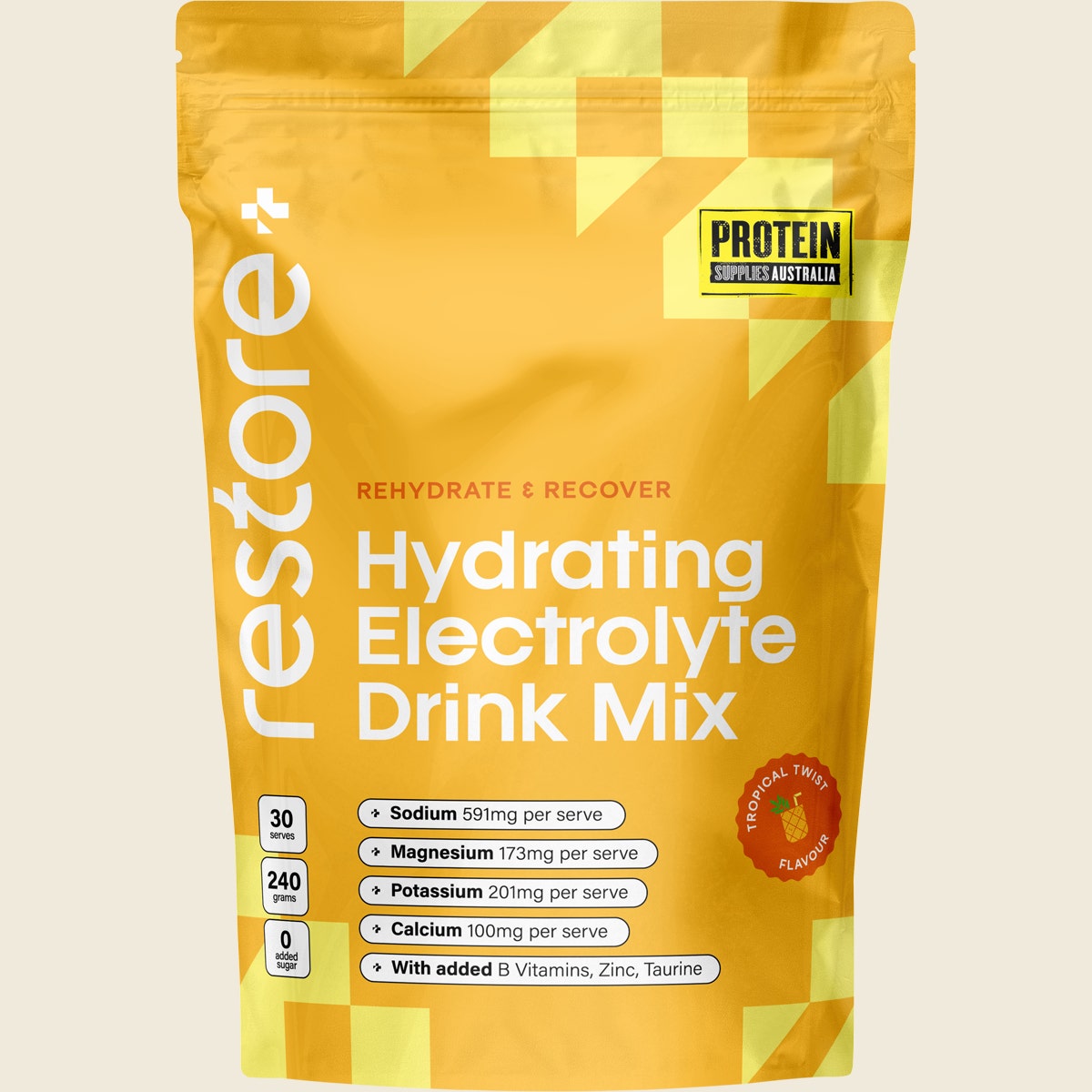 Protein Supplies Australia Restore Electrolyte Drink Mix Tropical Twist 240g