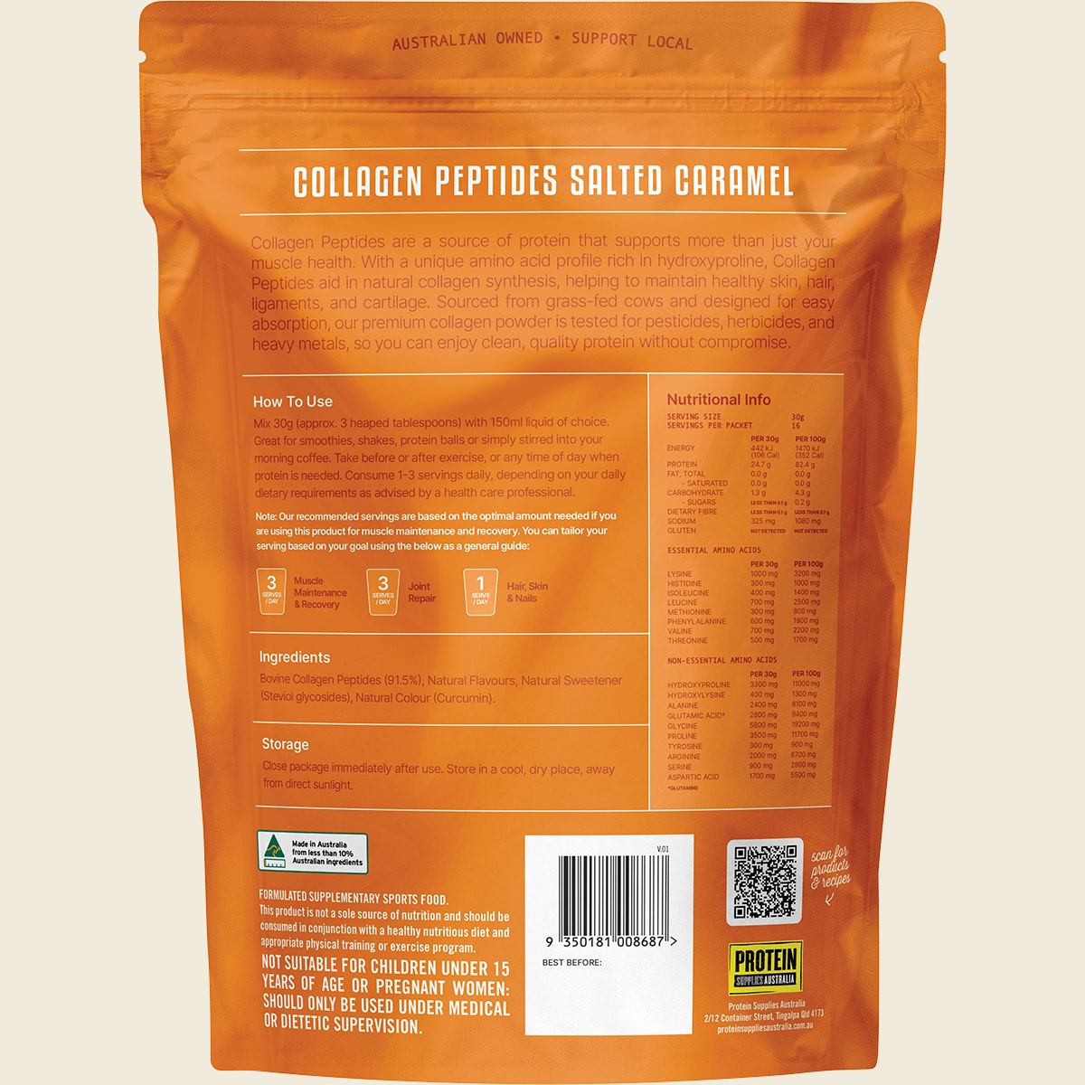 Protein Supplies Australia Collagen Salted Caramel 500g - Cutprice Online