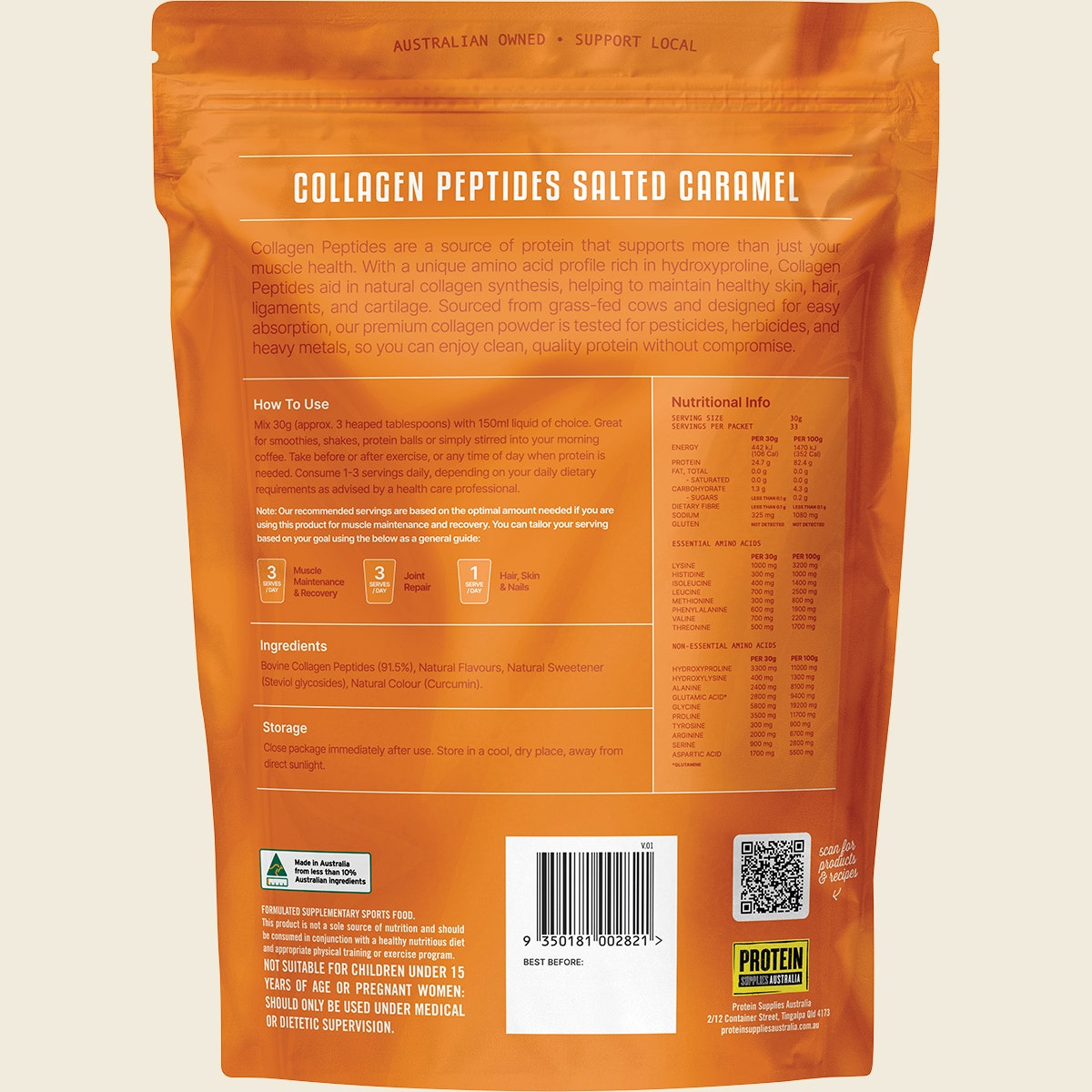 Protein Supplies Australia Collagen Salted Caramel 1kg - Cutprice Online