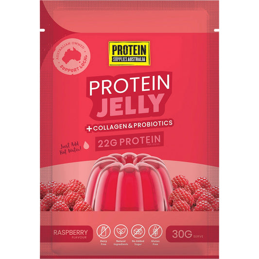 Protein Supplies Australia Protein Jelly with Collagen Raspberry 12x30g - Cutprice Online