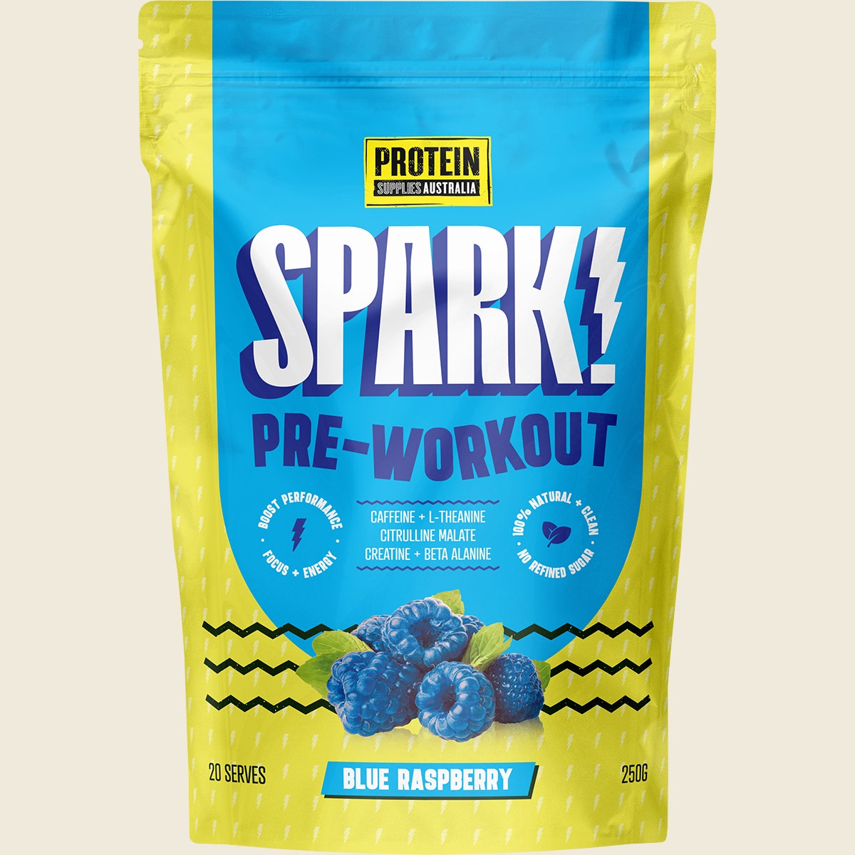 Protein Supplies Australia Spark Pre Workout Blue Raspberry 250g