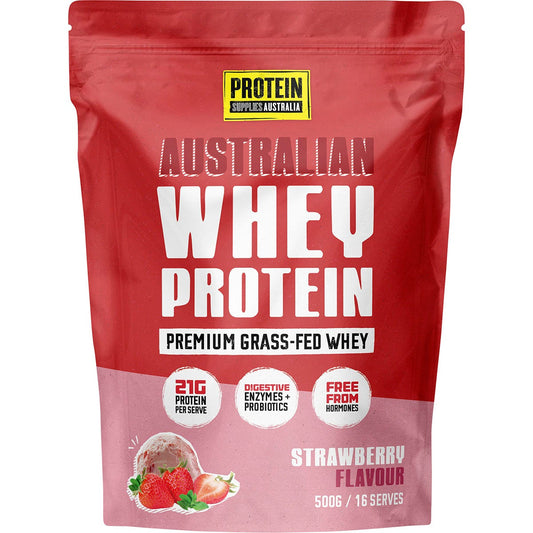 Protein Supplies Australia Australian Whey Protein Strawberry 500g - Cutprice Online