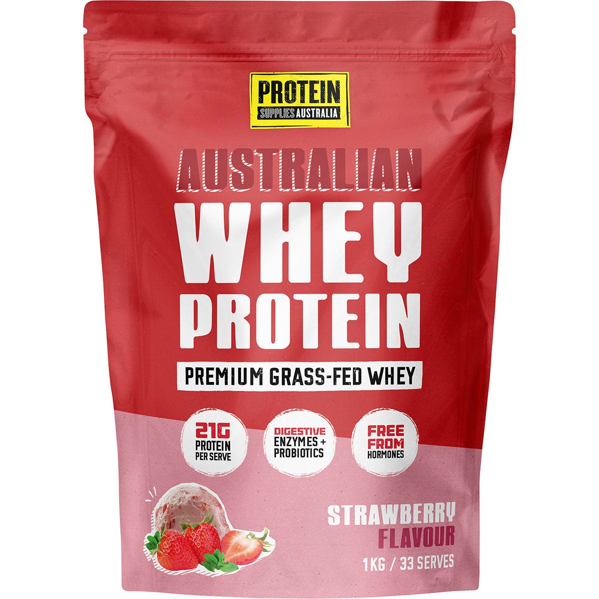 Protein Supplies Australia Australian Whey Protein Strawberry 1kg - Cutprice Online