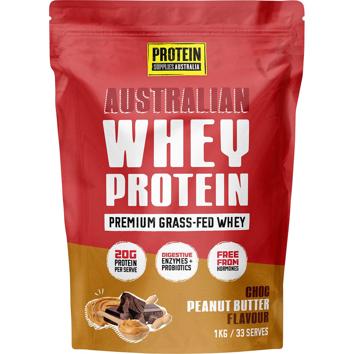 Protein Supplies Australia Australian Whey Protein Choc Peanut Butter 500g - Cutprice Online